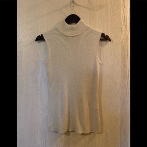Tan sleeveless cowl neck sweater